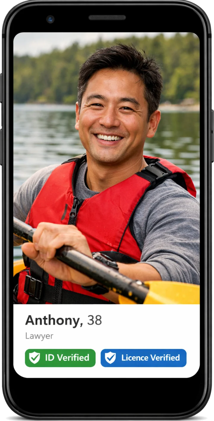 Anthony profile with ID and Licence verification badges