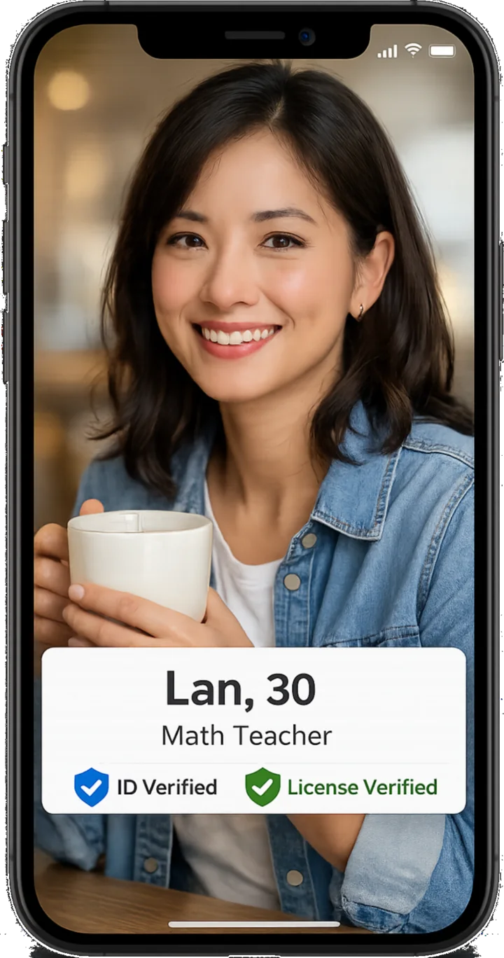 Lan profile with ID and Licence verification badges
